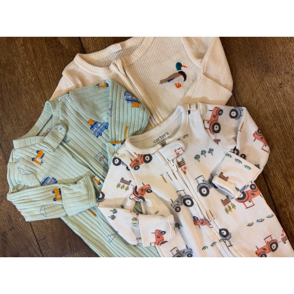 Carter's Baby Boy Sleep & Play Lot Newborn Sleepers Outfits Zipper Mallard Duck